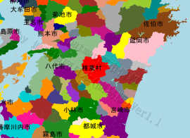 椎葉村の位置を示す地図