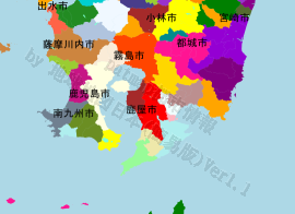 鹿屋市の位置を示す地図