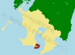 指宿市の位置を示す地図