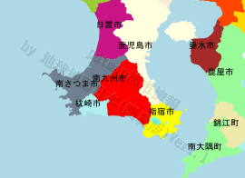 南九州市の位置を示す地図