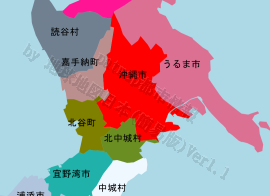 沖縄市の位置を示す地図