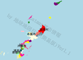 国頭村の位置を示す地図
