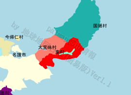東村の位置を示す地図
