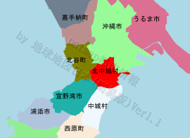 北中城村の位置を示す地図
