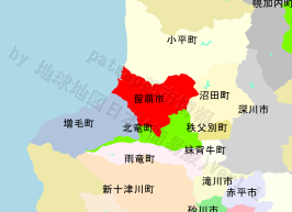 留萌市の位置を示す地図
