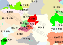 赤平市の位置を示す地図