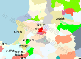 砂川市の位置を示す地図