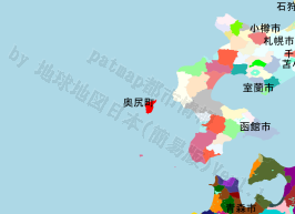 奥尻町の位置を示す地図