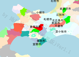 喜茂別町の位置を示す地図