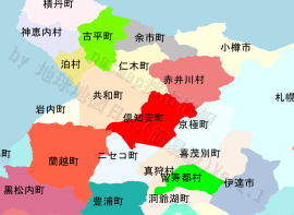 倶知安町の位置を示す地図