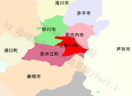 上砂川町の位置を示す地図