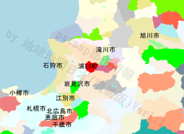 浦臼町の位置を示す地図