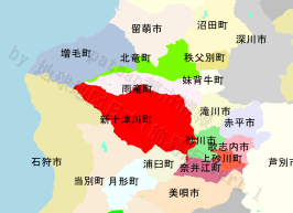 新十津川町の位置を示す地図