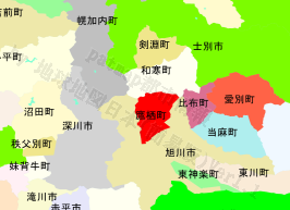 鷹栖町の位置を示す地図