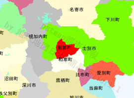 剣淵町の位置を示す地図