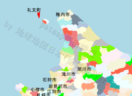 礼文町の位置を示す地図
