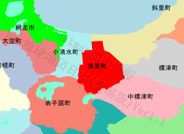 清里町の位置を示す地図