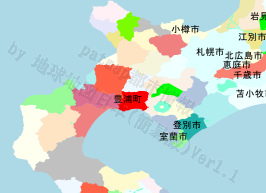 豊浦町の位置を示す地図