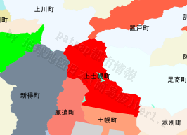 上士幌町の位置を示す地図