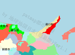 羅臼町の位置を示す地図