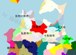 青森市の位置を示す地図