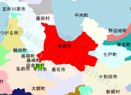 青森市の位置を示す地図
