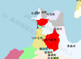 五所川原市の位置を示す地図
