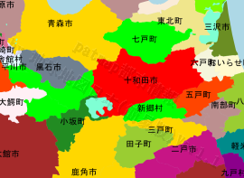十和田市の位置を示す地図
