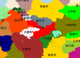 平川市の位置を示す地図