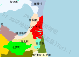 六ヶ所村の位置を示す地図