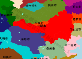一関市の位置を示す地図