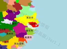 山田町の位置を示す地図