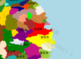 岩泉町の位置を示す地図