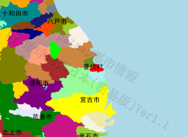 普代村の位置を示す地図