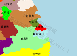 普代村の位置を示す地図