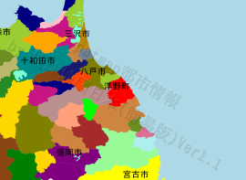 洋野町の位置を示す地図