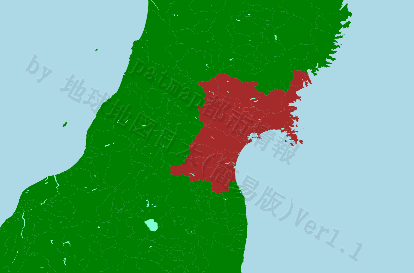 宮城県の位置を示す地図