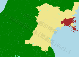 石巻市の位置を示す地図
