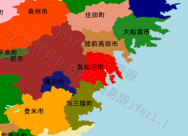 気仙沼市の位置を示す地図