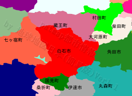 白石市の位置を示す地図