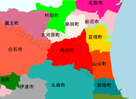 角田市の位置を示す地図