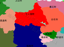 七ヶ宿町の位置を示す地図