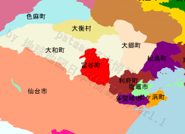 富谷町の位置を示す地図