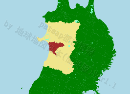 秋田市の位置を示す地図