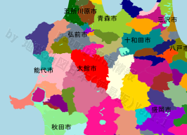 大館市の位置を示す地図