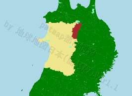 鹿角市の位置を示す地図