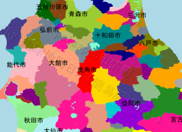 鹿角市の位置を示す地図