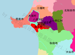 潟上市の位置を示す地図