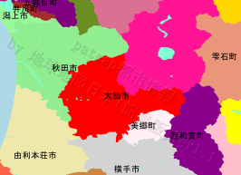 大仙市の位置を示す地図