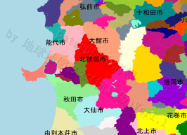 北秋田市の位置を示す地図